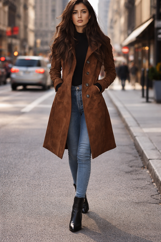 Vintage Suede Trench Coat